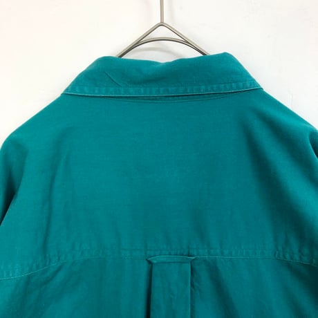 80sチャップス BD シャツ　刺繍　ロゴ　無地　緑