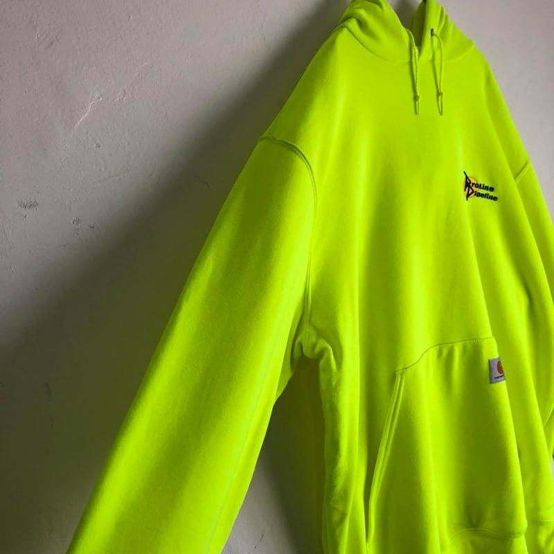 Carhartt カーハート ロゴ パーカー フーディ 裏起毛 蛍光 黄色