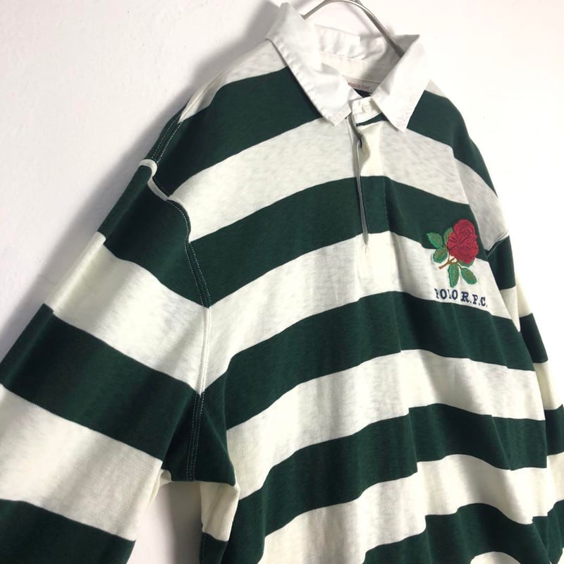 ポロ ラルフローレン/ラガーシャツ 長袖 太ボーダー 刺繍ロゴ入り / XL POLO ラルフローレンボーダーラガーシャツ送料無料 長袖 ポロ
