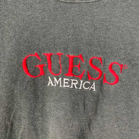 GUESS ゲス　刺繍　ビッグロゴ　スウェット　トレーナー　グレー