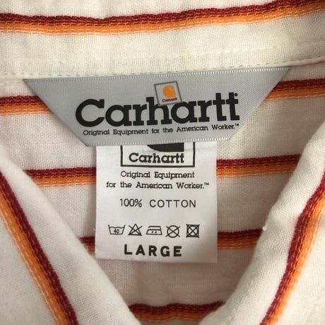 カーハート　半袖　シャツ　ストライプ　白