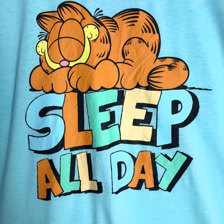 ガーフィールド　キャラT　半袖　Tシャツ　ビッグプリント　水色