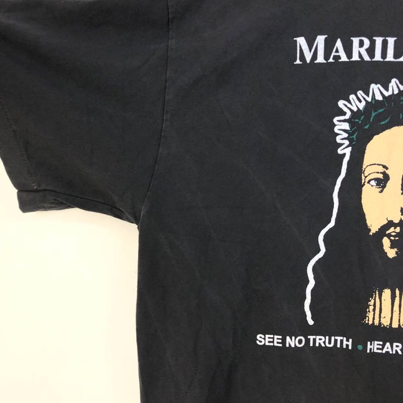 BOOTLEG シングルステッチ マリリンマンソン ロゴ 半袖 Tシャツ 黒