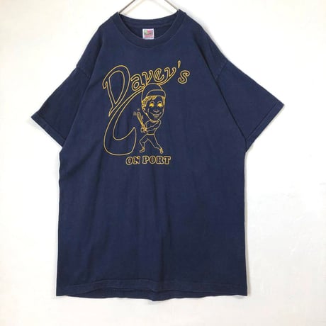 90s フルーツオブザルーム　Davey's ON PORT　半袖　Tシャツ　紺