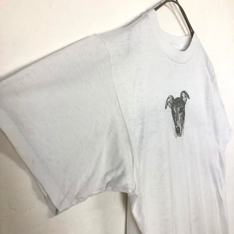 90s シングルステッチ　USA製　ヘインズ　犬　半袖　Tシャツ　白