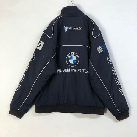 BMW 企業　キルティングジャケット　刺繍　ロゴ　ゆるだぼ　紺