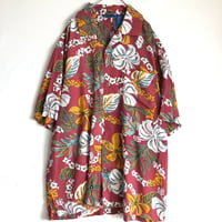 Ocean Pacific オーシャンパシフィック　オープンカラー　半袖　シャツ　アロハ　レッド　総柄　ハイビスカス