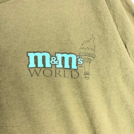 m&m's エムアンドエムズ　NEW YORK  ビッグプリント　Tシャツ　キャラT　カーキ