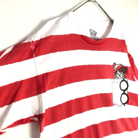 WHERE'S WALDO?  ウォーリー　ボーダー　半袖　Tシャツ　キャラT　赤　白