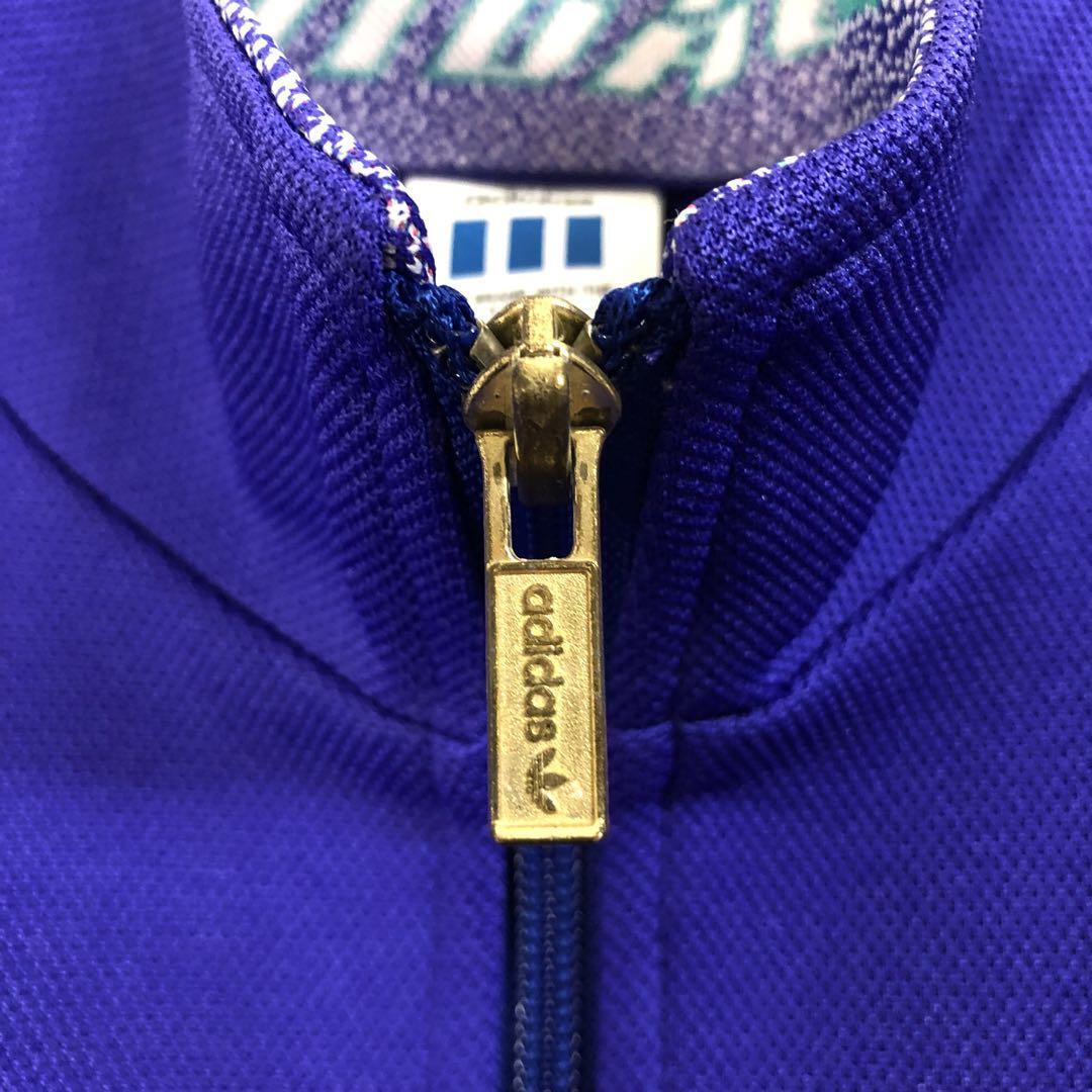 90s アディダス 刺繍ロゴ ジャージ セットアップ デサント製 くすみ紫 O fit=scale-down,w=1200