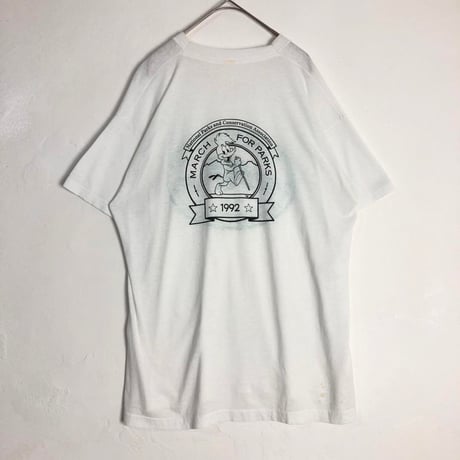 90s　シングルステッチ　クマ　アニマルT　半袖　Tシャツ　白
