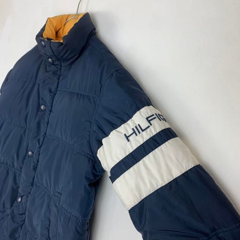 849 トミーヒルフィガー 刺繍 ロゴ ダウンジャケット リバーシブル 紺