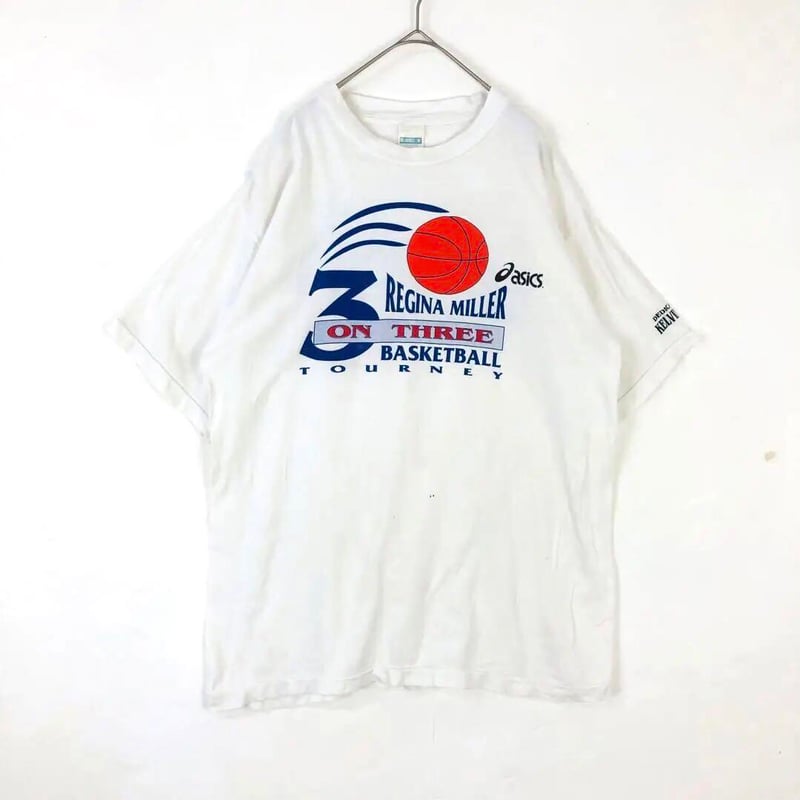 90s シングルステッチ アシックス バスケ ロゴ Tシャツ 白 | PEACE TOWN