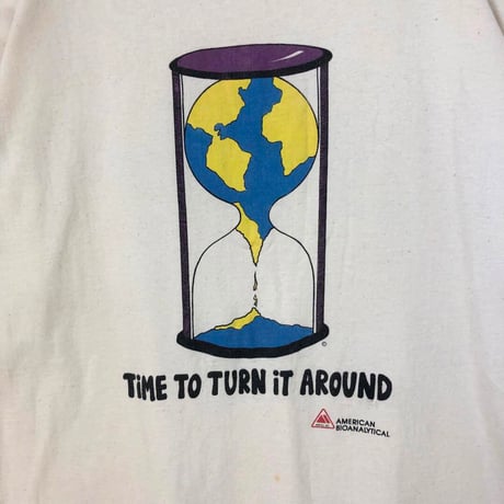 USA製　90s シングルステッチ　地球　砂時計　ビッグロゴ　Tシャツ