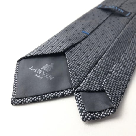 LANVIN　ランバン フランス製　ドット　シルク　ネクタイ　ブラック