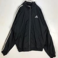 90s アディダス　ナイロンジャケット　トラック　ロゴ　袖ライン　黒