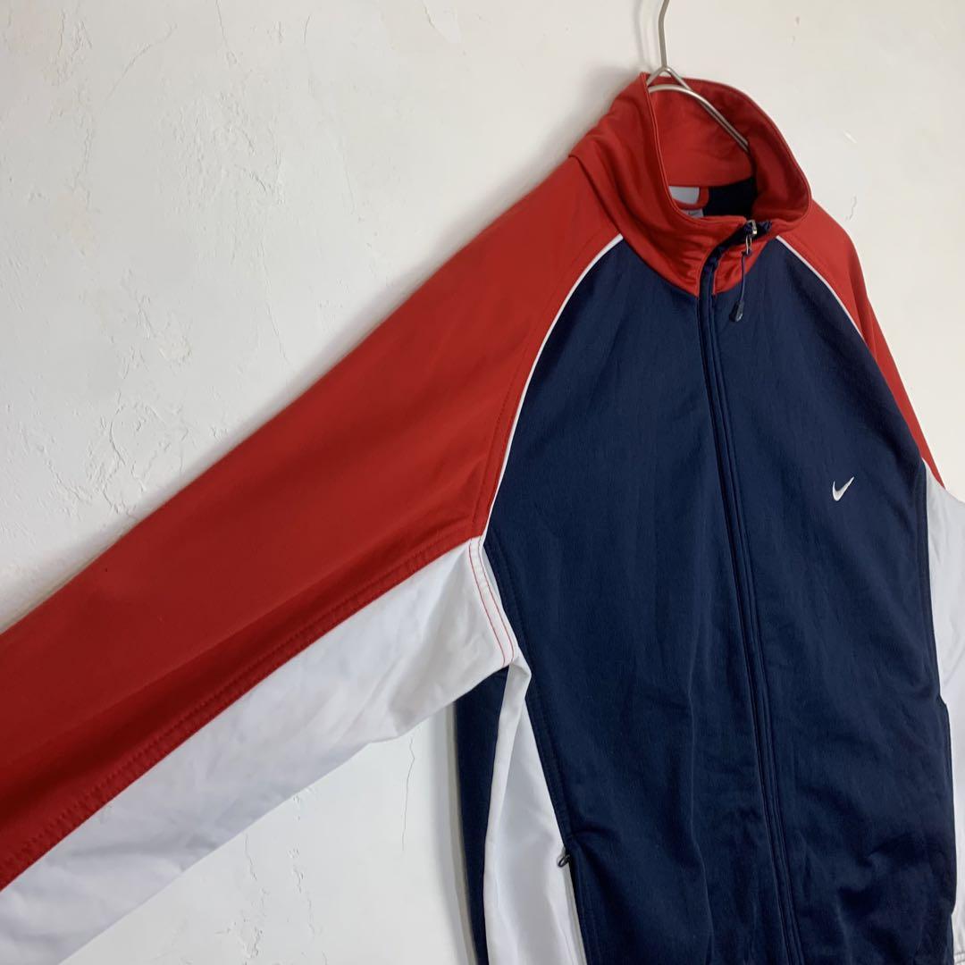 00's ナイキ 刺繍 ロゴ トリコロール トラック ジャケット ジャージ 紺
