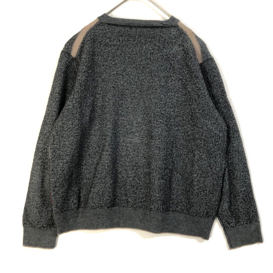 ラコステ セーター ニット ボーダー 刺繍 ロゴ ワニ グレー | PEACE TOWN