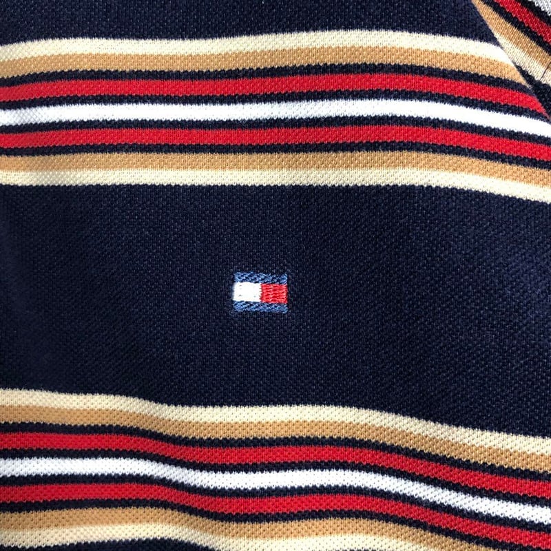TOMMY HILFIGER トミーヒルフィガー 長袖 ポロシャツ ボーダー 紺