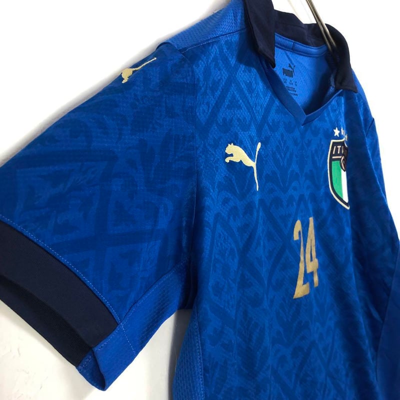PUMA イタリア ゲームシャツ ユニフォーム サッカー 刺繍 ロゴ 青 XS