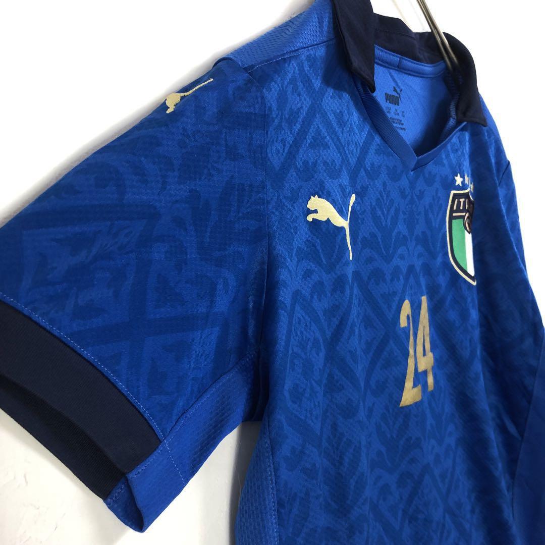 PUMA イタリア ゲームシャツ ユニフォーム サッカー 刺繍 ロゴ 青 XS