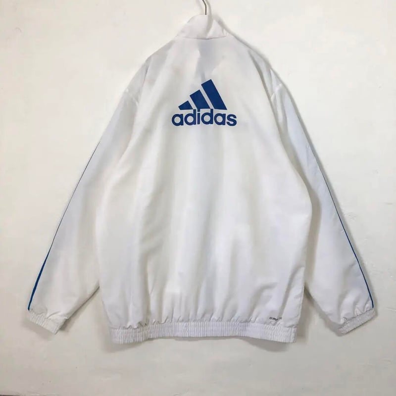 アディダス ジャージ トラックジャケット 刺繍 ロゴ 袖ライン 白