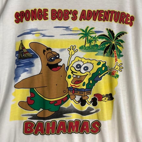 90s シングルステッチ　SPONGEBOB　スポンジボブ　ビッグプリント　キャラT　半袖　Tシャツ