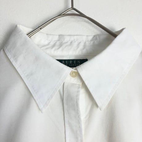 Lauren ラルフローレン　長袖　シャツ　ロゴ　刺繍　白