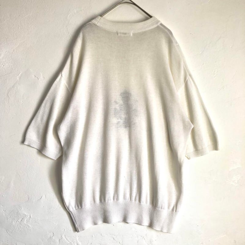 ランセル フランス製 刺繍 ロゴ ニット 半袖 サマーニット 白 | PEACE TOWN