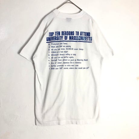 USA製　カレッジ　マサチューセッツ　シングルステッチ　Tシャツ　白