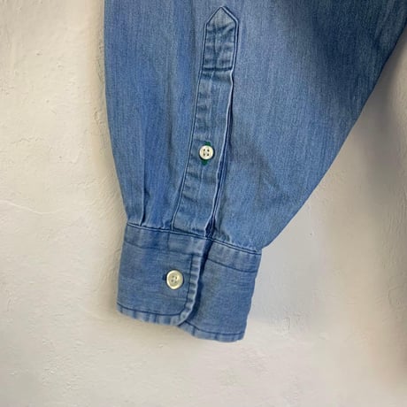 トミー　ヒルフィガー　刺繍ロゴ　ボタンダウン デニム　長袖　シャツ　シャンブレー