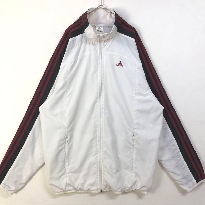アディダス 刺繍 ロゴ 袖ライン トラック ジャケット ジャージ 白