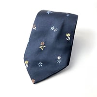Burberry バーバリー　花　総柄　シルク　ネクタイ　ネイビー