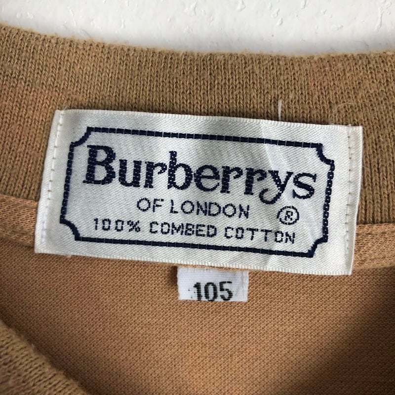 80's イングランド製 Burberry バーバリー 刺繍 ロゴ 長袖 ポロシャツ