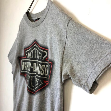 ハーレーダビッドソン　両面　プリント　ロゴ　半袖　Tシャツ　グレー