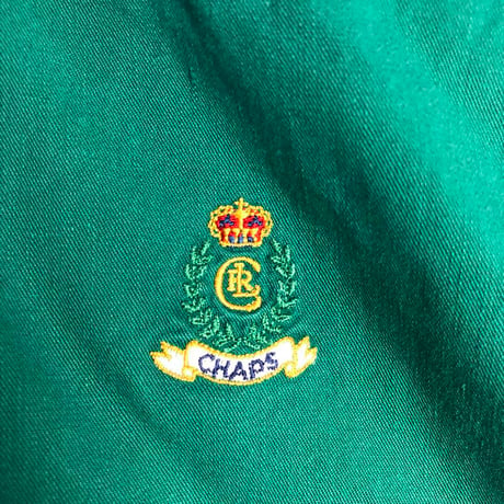 80's CHAPS  チャップス　ロゴ　刺繍　半袖　シャツ　グリーン