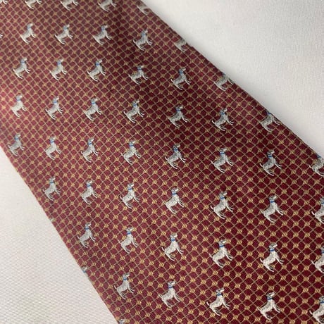 Burberry バーバリー 犬　総柄　シルク　ネクタイ　ブラウン