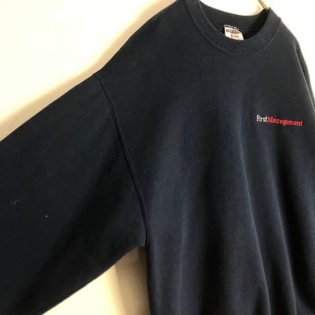 USA製　90's　JERZEES　企業　刺繍　スウェット　トレーナー　紺