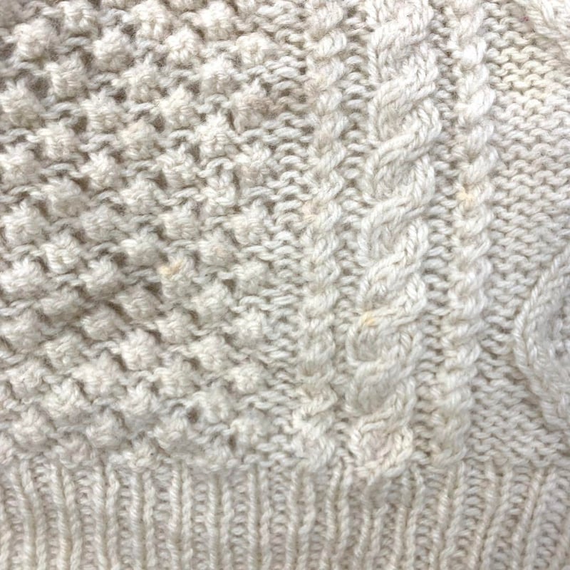 英国製 フィッシャーマン アランニット セーター ウール 100% 白