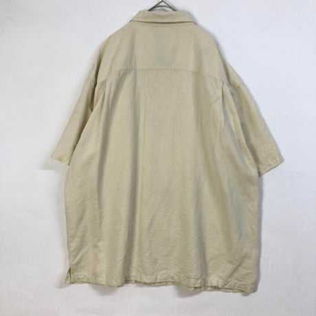 ビッグドッグ　シルク　刺繍　ロゴ　半袖　シャツ　クリーム