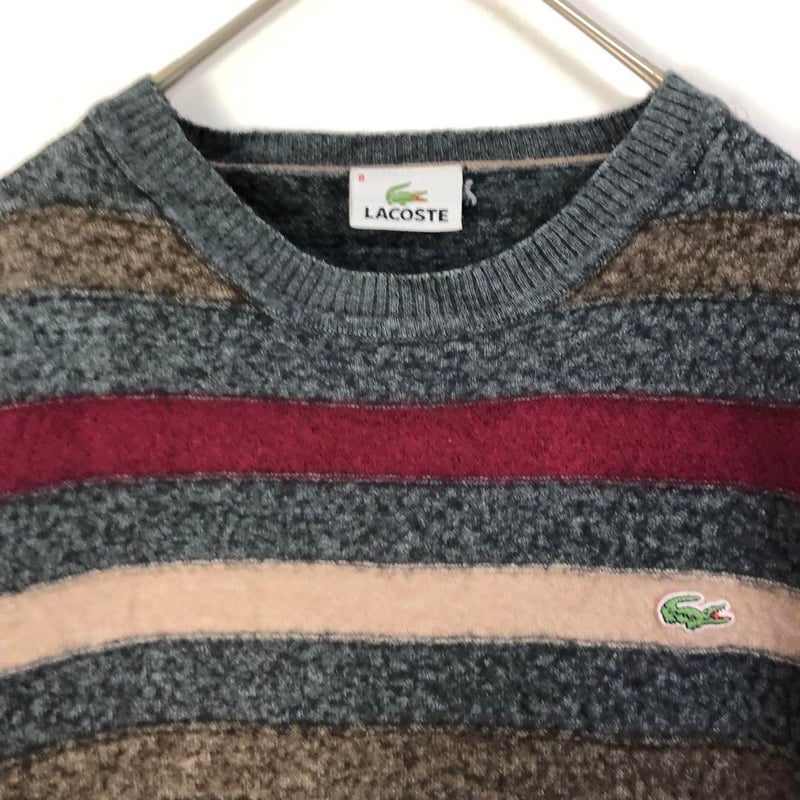 ラコステ　９０ｓ　ニット　セーター　ジャガード　ワニ刺繡　美品 mk5394-01_1.jpg