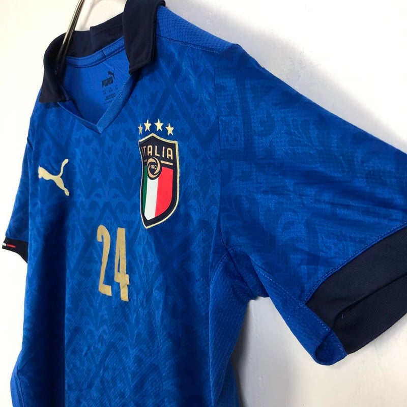 PUMA イタリア ゲームシャツ ユニフォーム サッカー 刺繍 ロゴ 青 XS