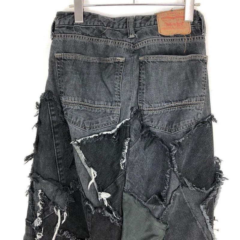 Levi's JUNGLE CAT パッチワークデニムロングスカート リメイク リメイクデニムパッチワークロングスカートsk-0002 - デニム＆着物