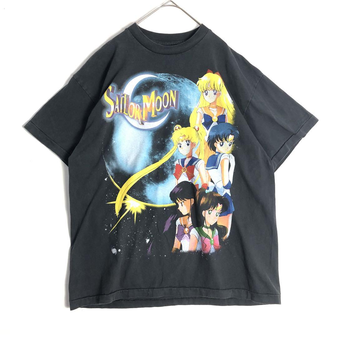 3686 セーラームーン　シングルステッチ　ビッグプリント　Tシャツ　黒 BOOTLEG セーラームーン シングルステッチ ビッグプリント アニメ T