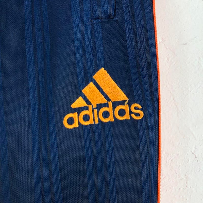 アディダス リメイク ジャージ デニム パンツ 再構築 刺繍 ロゴ 紺