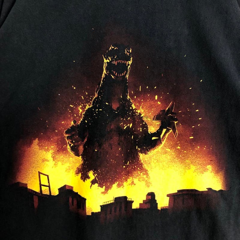 BOOTLEG GOZIRA ゴジラ シングルステッチ ビッグプリント Tシャツ 黒