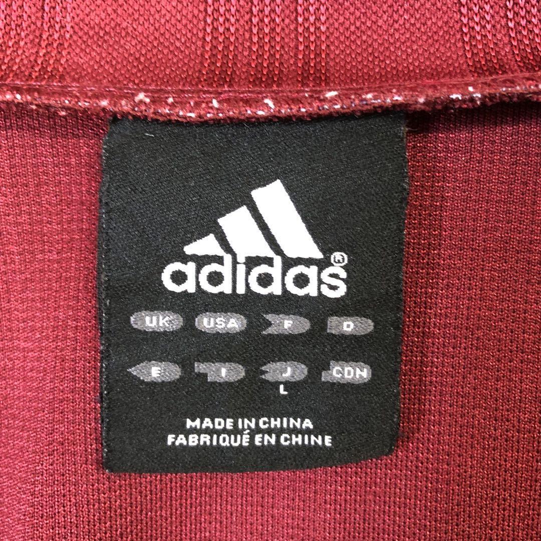 adidas　アディダス　ナイロンジャケット　刺繍　両面ロゴ　ゆるだぼ アディダス ジャージ トラックジャケット 刺繍 ロゴ ゆるだぼ 赤