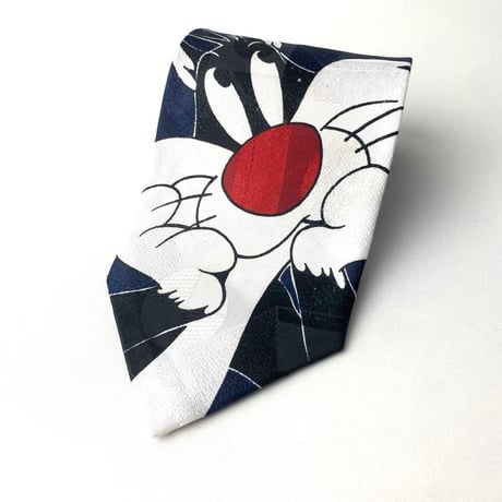 Looney Tunes ルーニーテューンズ　シルベスター　ビッグプリント　ネクタイ　紺