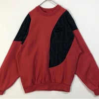 ナイキ　リメイク　再構築　刺繍　スウェット　トレーナー　切替　黒　赤