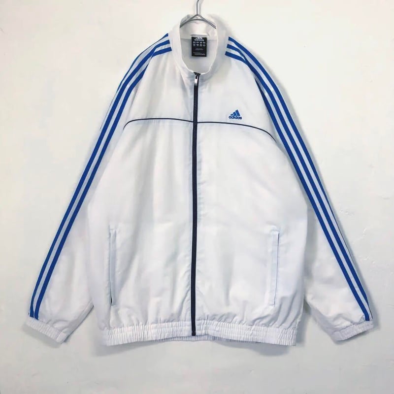 アディダス ジャージ トラックジャケット 刺繍 ロゴ 袖ライン 白